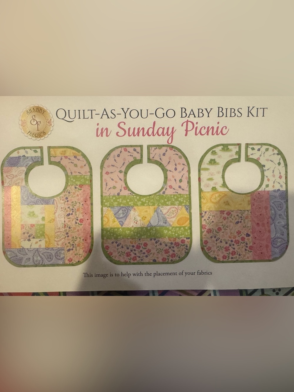 June Tailor - Quilt-As-You-Go Baby Bibs Kit in Sunday Picnic - Pastel Patchwork